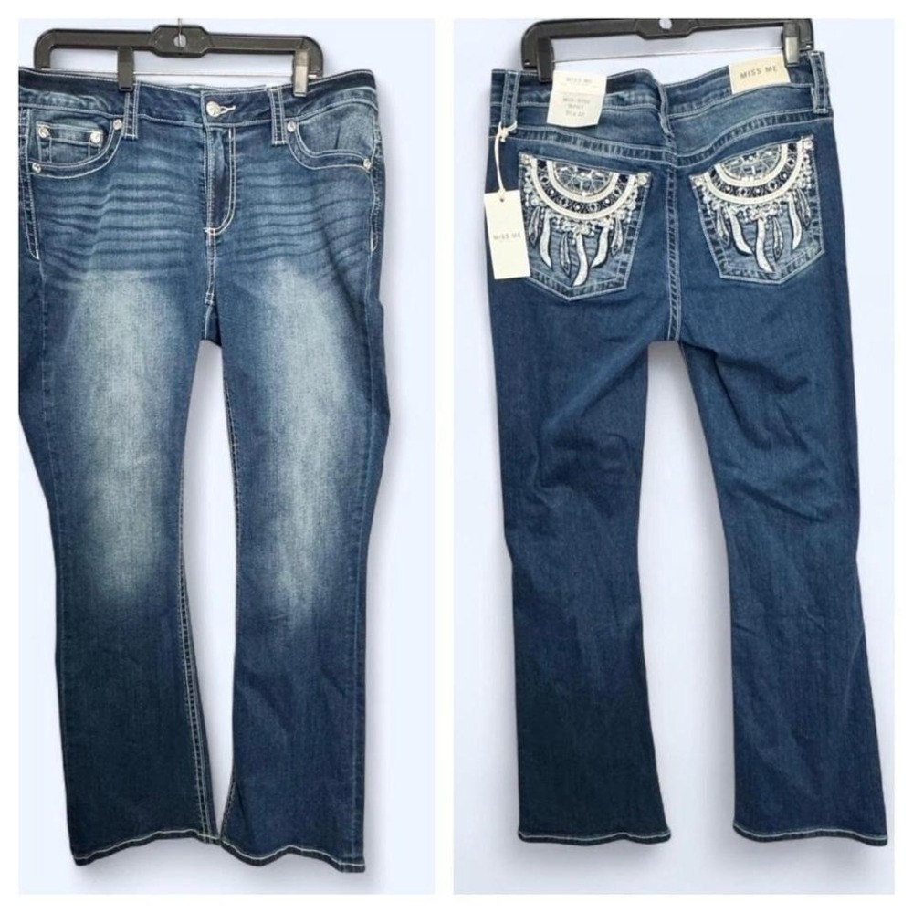 Miss Me Dreamcatcher Bootcut Jeans Sz 31x32 Mid Rise Embellished Western Y2K